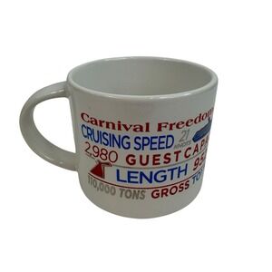 Carnival Cruise Ship Line Carnival Freedom Coffee Mug Cup Stats RARE‎